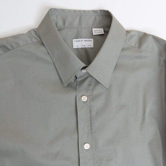 Tiger of Sweden Adley Shirt Button Up Light Khaki Green Size 42 / Large Slim NEW - Picture 6 of 13